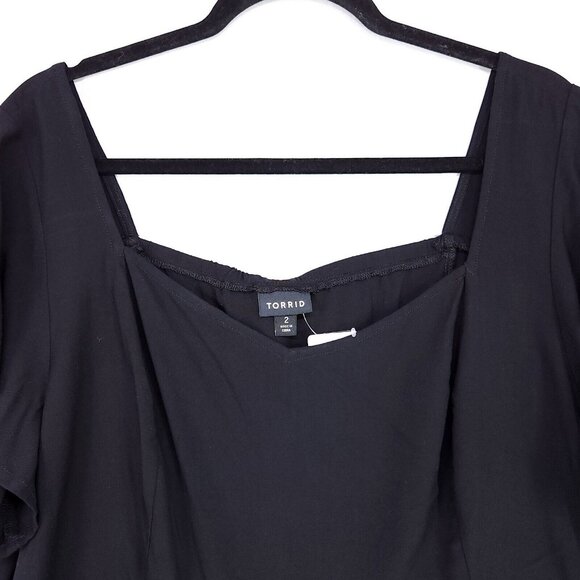 Torrid Chiffon Blouse Plus Size 2X Flutter Sleeve Sweetheart Neck Elastic Waist - Picture 3 of 10